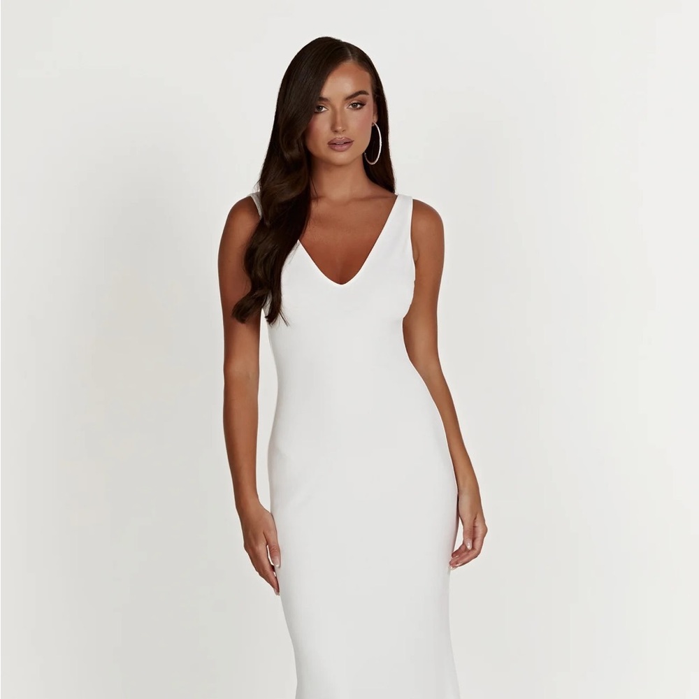 Meshki Kyla Low Back Gown Dress White Size Large